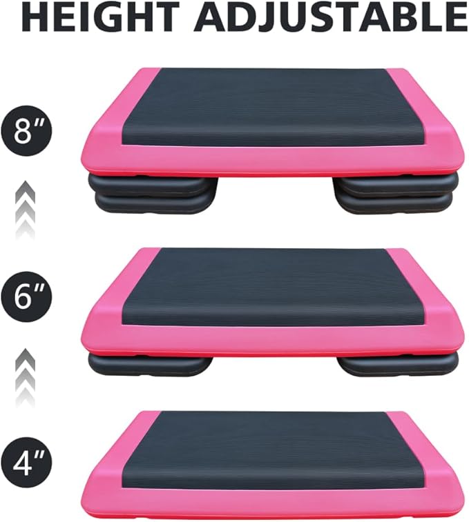 Adjustable Aerobic Step Platform with 4 Risers – Non-Slip Fitness Trainer for Home Workouts, Cardio & Strength Training