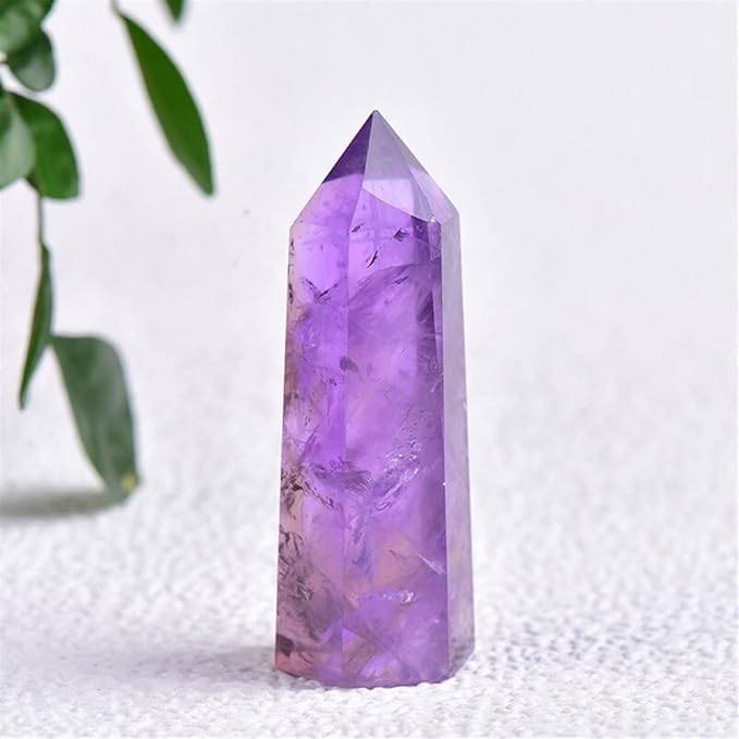 Meditation Home 1PCS Natural Purple Crystal Single Prism Pyrocrystalline Original Stone Meditation Cure Six Prism (Size : 4-5cm)