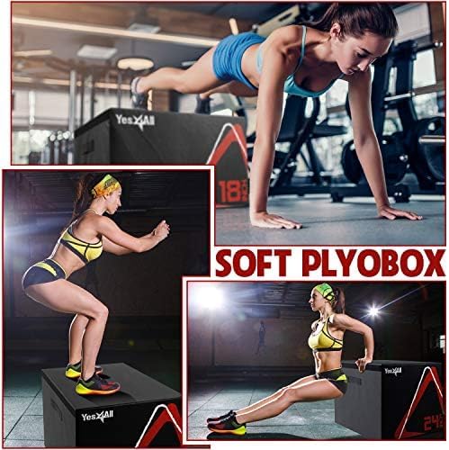 Yes4All Adjustable Soft Plyo Box, Jumping Trainer - For Plyometric Exercises and Conditioning, Multiple Height Variations
