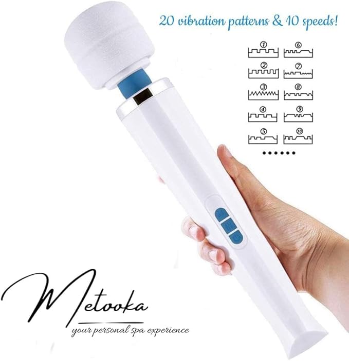 Therapeutic Cordless Massager - Powerful Massage Tool Handheld 8 Speeds 20 Patterns - Rechargeable Hand Massagers for Sore Muscles - Hand Held Massage Wand Tool for Neck & Back
