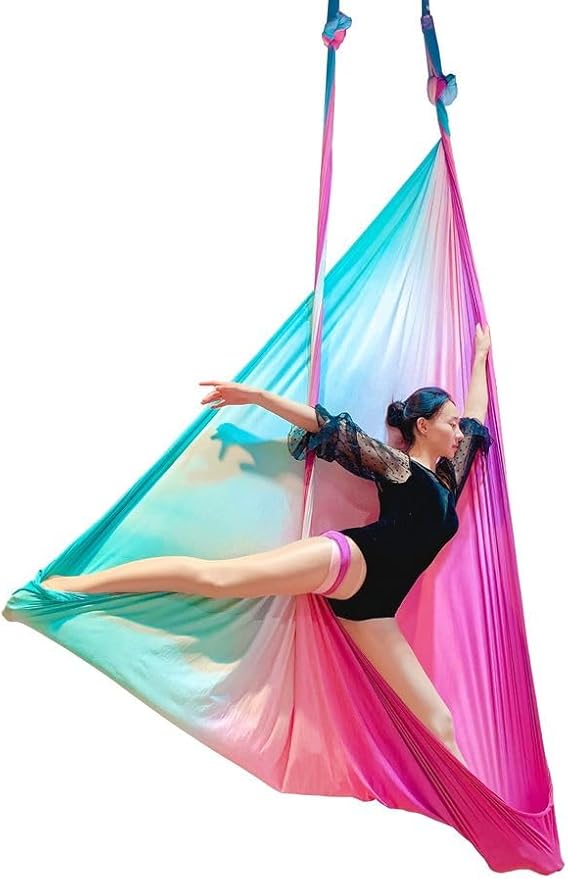 Aerial Yoga Hammock Aerial Pilates Silk Yoga Swing Set Inversion Equipment include daisy Chain, Pose Guide 5.5 yards