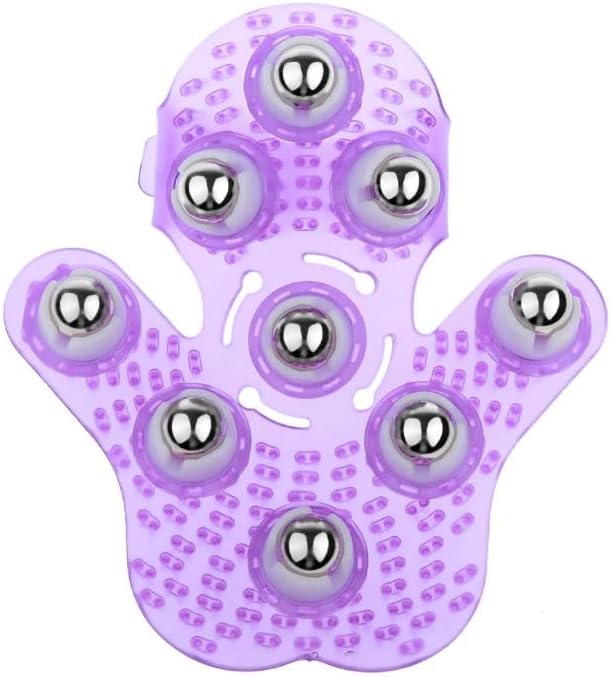 Hand-Shaped Massage Ball Gloves, Featuring 9 * 360° Rotating Metal Balls That fit The Natural Curvature of The Palm, are Suitable for Full-Body Care and can Relieve Fatigue. (Purple)