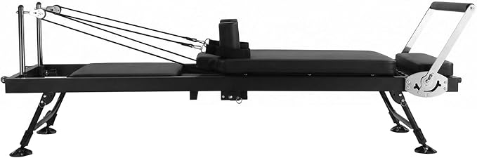 Generic Adjustable Fitness Equipment with Springs Resistance 78 in Folds Up Pilate Bed 300 LBS Capacity Smooth Glide Carriage Pilates Reformer for Home and Studio Use