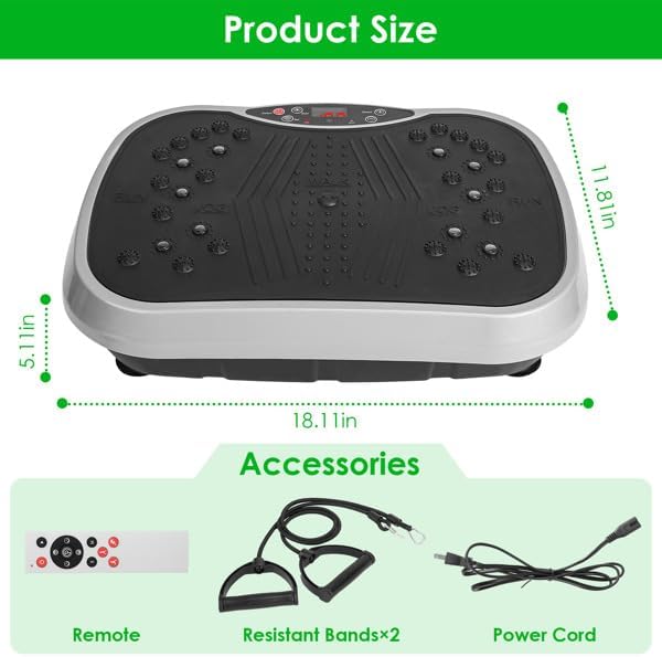 Vibration Exercise Machine with Resistant Bands Remote Control Whole Body Vibration Platform Workout Equipment