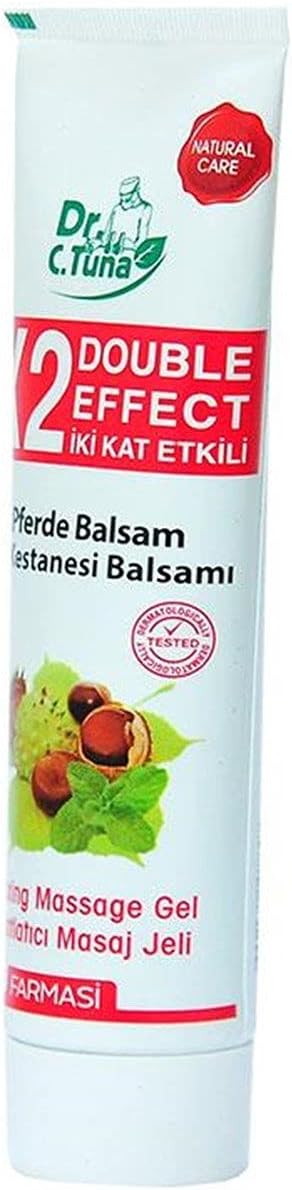FARMASi Dr. C. Tuna Pferde Balsam Double Effect Massage Gel, Horse Chestnut & Herbal Cooling Formula for Relaxing Body Massage, Refreshing Menthol Sensation, 8.45 fl oz