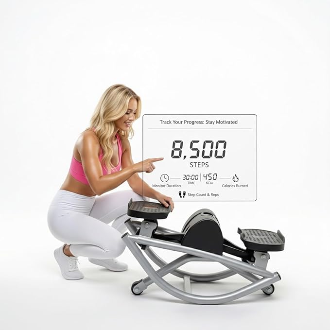 Mini Steppers for Exercise at Home, Rock Stepper Machine Side to Side, Portable Lateral Rocking Stepper with Resistance Bands, Low-Impact Home Workout Machine 330lbs Capacity, Stair Stepper Machine
