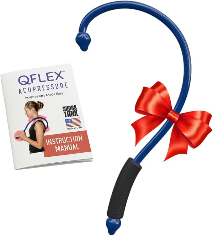 Q-Flex Massage Tool - Self-Massage Stick - Trigger Point Therapy, Muscle Care, Relaxation - Easy-to-Use Massager for Home & Travel - Seen On Shark Tank - Back, Neck, Shoulders, Feet (Blue)
