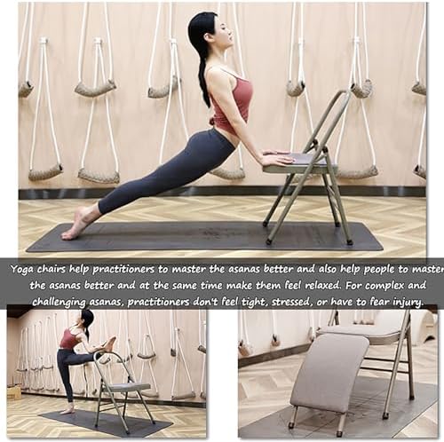 Yoga Training Chair w/Lumbar Support,Foldable Design for Balance Handstand and Core Strength Workouts (Black PU)
