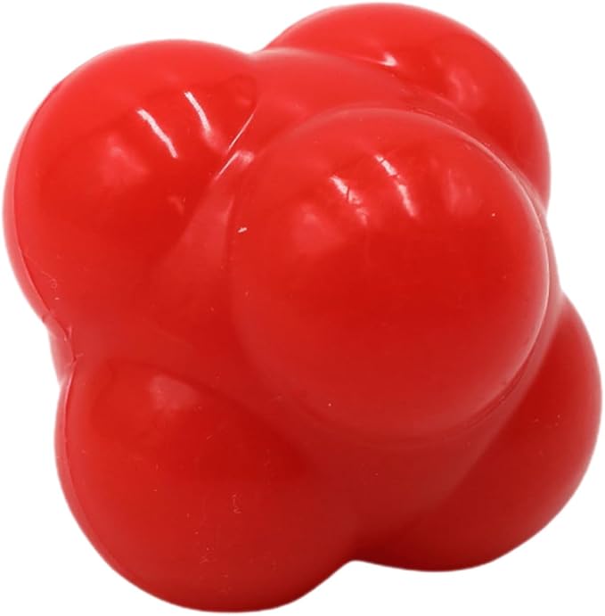 Hexagonal Fitness Reaction Ball 68Mm Large Red Silicone Agility Training Ball for Speed, Coordination, and Hand-Eye Reflexes Indoor Sports Exercise