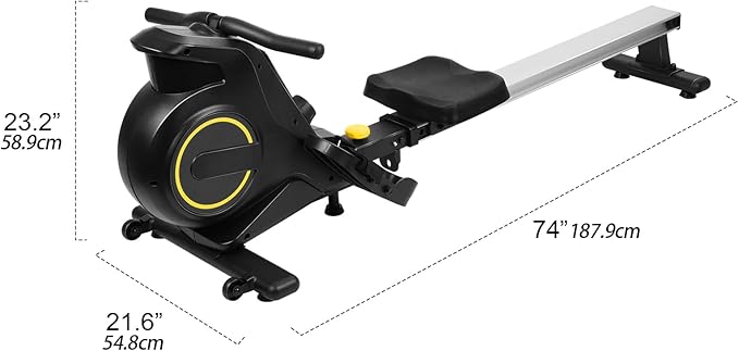 Rowing Machine, Magnetic Resistance Foldable Rower for Home Gym, Quiet Indoor Exercise Equipment with LCD Monitor, Adjustable Resistance Levels, Compact Design for Full Body Workout Black