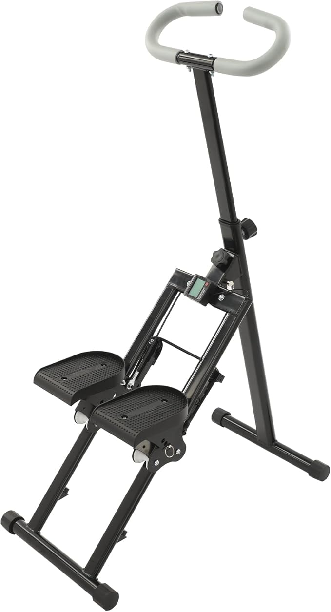 Stair Stepper,220Lbs Load-Bearing Vertical Climber Machine for Full-Body Workout,Folding Cardio Stair Master with Adjustable Handlebar & Pedal, Floor-Standing Fitness Equipment with Clear Display