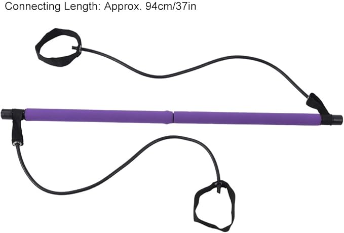 Pilates Bar Stick Multifunctional Portable Yoga Resistance Band Fitness Equipment for Home Exercise Purple