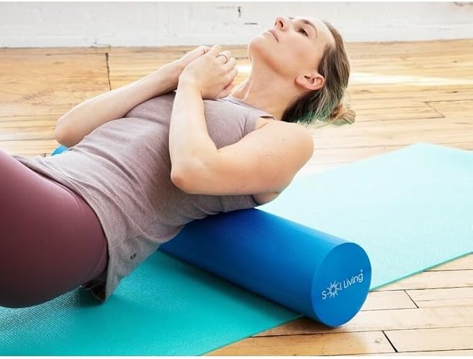 Sol Living High-Density Foam Roller - for Muscular Relaxation, Workouts & Physical Therapy - Stretch, Massage and Relieve Tension in Muscles - Firm & Durable - Blue, 36" x 6"