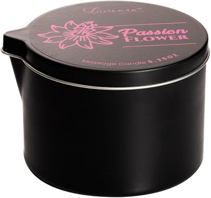 Natural Soy Wax Scented Massage Candle for Aromatherapy-Vegan Body Oil for Home SPA-SPA Candle for Skin Care 6.35OZ (Passion Flower Scent)