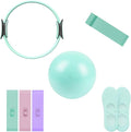 Pilates Ring Set, 14" Magic Circle, Long & Loop Resistance Bands, Soft Pilates Ball, Grip Socks,Puller, Home Workout Equipment for Women & Beginners to Tone, Flexibility & Core Strength