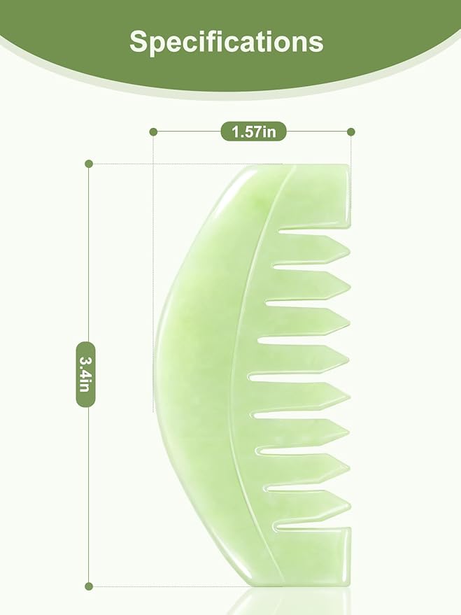airogym 2 PCS Natural Jade Massage Comb, Guasha Scraping Scalp Comb, Multi-Functional Handheld Head Massage Tools, Meridians Massager for Head Caring, Relaxation, Physical Therapy, Acupoint Treatment