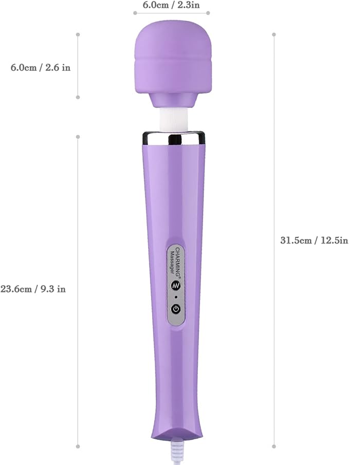 CHARMING Wired Powerful Handheld Back Massager with 10 Speeds Strong Vibration Wand, Personal Therapy Massager for Sports Recovery, Muscle Aches, Body Pain-Light Purple
