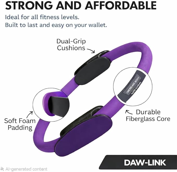 Pilates Ring 14 Inch for Full-Body Workouts – Lightweight Magic Circle for Home Pilates, Toning & Strength Training – Durable Dual-Grip Exercise Ring for Thighs, Arms & Core – Purple