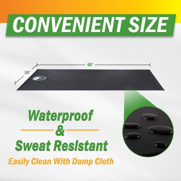 Treadmill & Exercise Equipment Mat – Non-Slip, Waterproof Pad for Bike, Walking Pad, Elliptical or Home Gym – Noise-Reducing Workout Floor Protector by Wakeman
