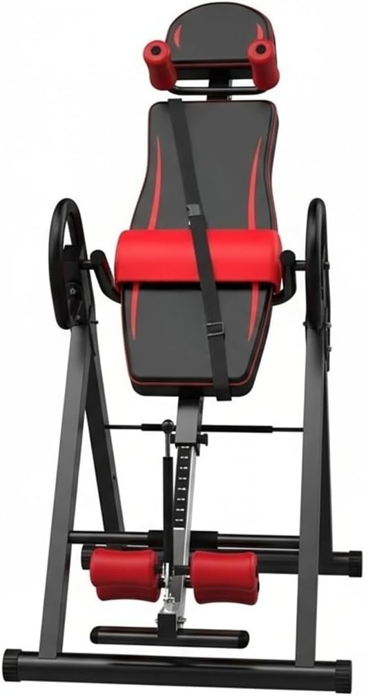 XXYUAN Folding Inversion Table with Adjustable Height, Home Use Back Stretch Machine for Spinal Decompression, Auto-Lock System with Ankle Holder & Safety Belt, 150kg Capacity Steel Frame