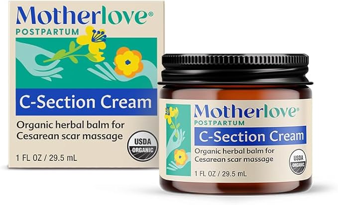 Motherlove C-Section Cream (1oz) Organic Herbal Nourishing Scar Cream—Soothes Discomfort While Minimizing Appearance & Reducing Scar Tissue Build-up—Non-GMO, Cruelty-Free