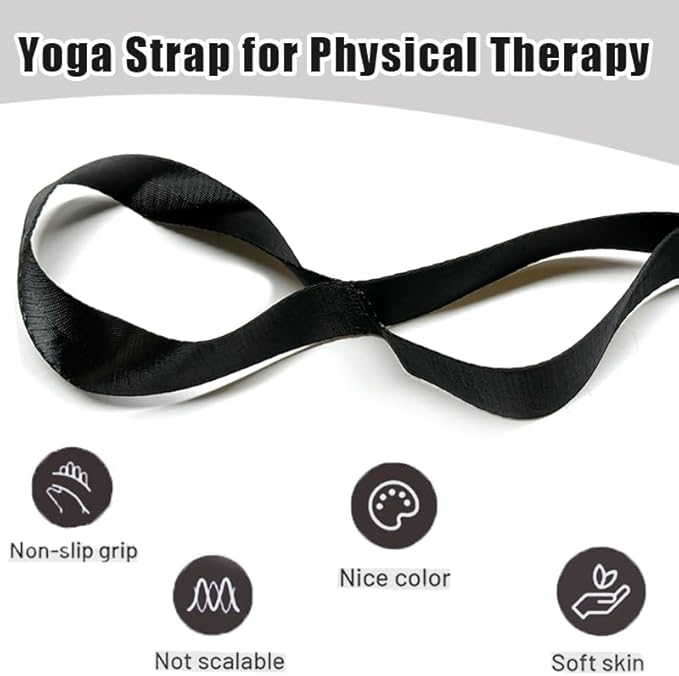 Oak-Sports Stretching Strap Yoga Strap for Physical Therapy with 10 Loops, Yoga Straps for Stretching, Upgraded Non-Elastic Stretch Band for Pilates, Dance and Gymnastics with Workout Guide