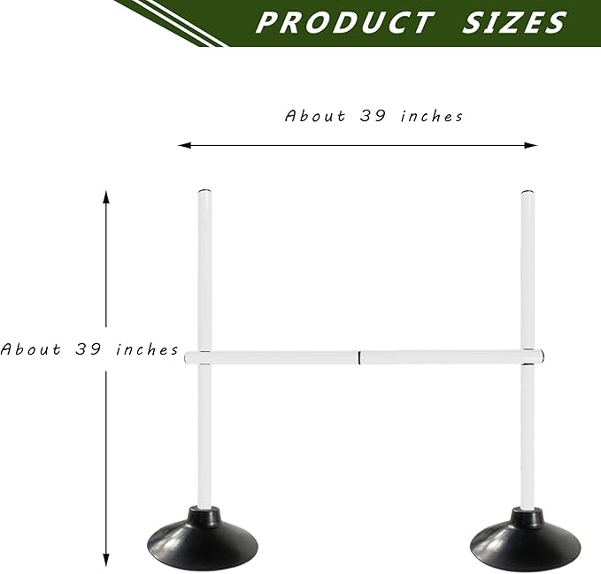 TNZMART 4.9 FT and 3.3 FT White Agility Poles Adjustable Hurdles for Soccer Football Speed Training Equipment Track and Field