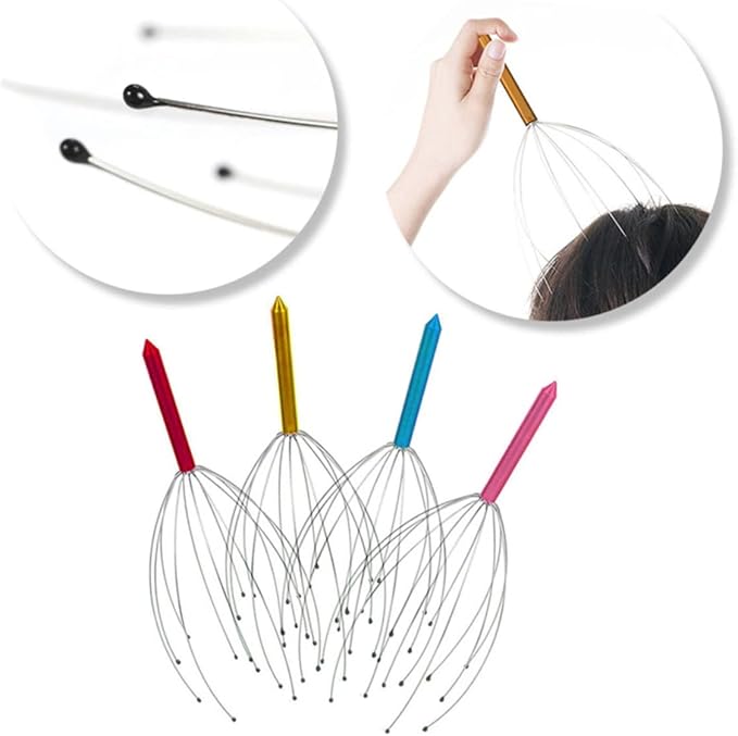 Healifty 2sets Hair Scalp Scalp Massage Comb for Hair Head Stainless Steel Scratcher Set 4pcs*2 Random Color