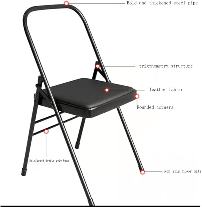 Yoga Auxiliary Chair Iyengar Yoga Chair,Backless Yoga Chair Prop,Pilates Chair,Foldable and Portable Folding Stools for Yoga,Black