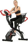 Foldable Exercise Bike Stationary Bikes for Home, 5 IN 1 Indoor Workout Bike, Cycling Bike with 16-Level Quiet Magnetic Resistance, 6.6 LBS Flywheel and 300LBS Capacity for Senior and Home Workout
