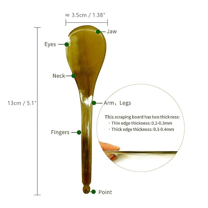 i-lan Horn Gua Sha Scraping Board for SPA|Natural Water Buffalo Horn Massage Tools Set for Body,Face,Foot,Hand,Back，Neck Release,Reduce Muscle Pain (Triangle+One Word)