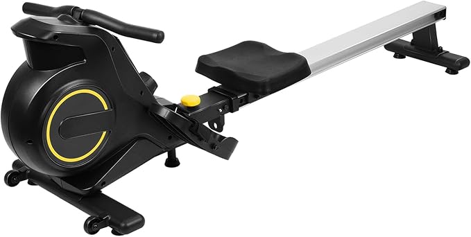 Rowing Machine, Magnetic Resistance Foldable Rower for Home Gym, Quiet Indoor Exercise Equipment with LCD Monitor, Adjustable Resistance Levels, Compact Design for Full Body Workout Black