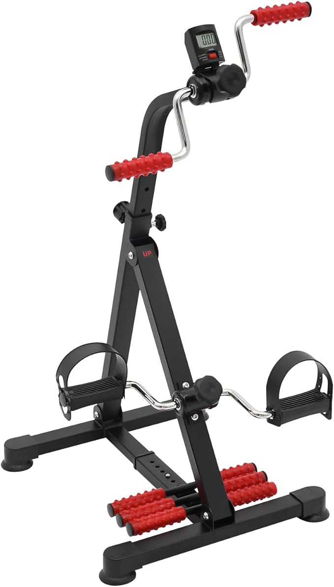 Pedal Exerciser Bike for Seniors, Hand Arm Leg and Knee Physical Recovery Equipment Adjustable Portable Fitness Equipment Elderly Dual Pedal Home Exercise Bike for Total Body Workout