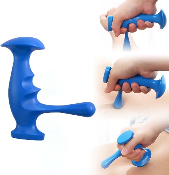 Manual Trigger Point Massage Tool and Thumb Saver for Full Body Deep Tissue Massage, Include 1 Green Thumb Protector Tool, 1 Blue Gun Type Massage Tool, 1 Black Hand Held 3-Legged Massage Knobs