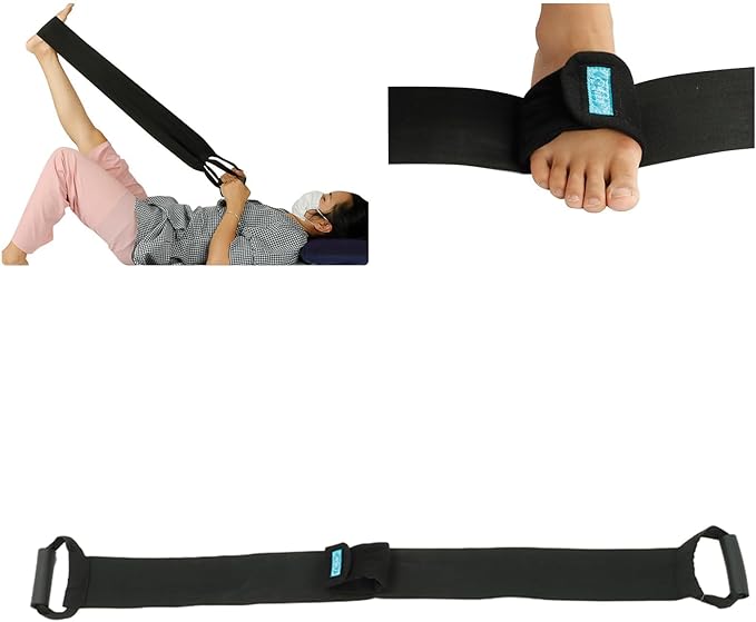 Leg Lifter Strap & Stretching Aid for Stroke Recovery, Hands-Free Physical Therapy Band for Elderly & Bedridden, Leg Rehabilitation Equipment for Knee Hip Surgery & Foot Drop (1 Foot)