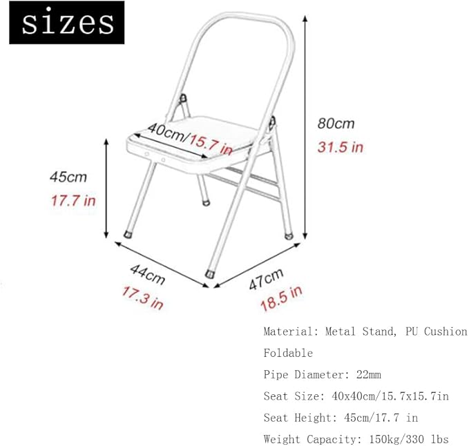 Pilates Yoga Chair,Premium Backless Metal Yoga Chair,Iyengar Auxiliary Chair Suitable for A Variety of Yoga Practices,Black