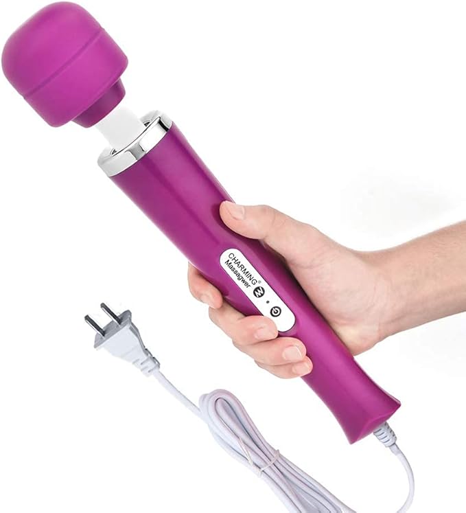 CHARMING 10 Speeds Wired Powerful Handheld Massager with Strong Vibrations, Personal Therapy Massager for Sports Recovery, Muscle Aches, Body Pain (Purple)