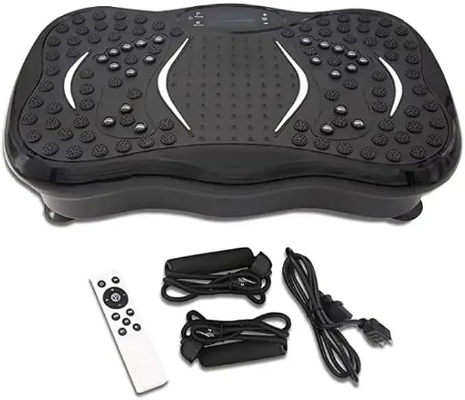 Vibration Plate Exercise Machine for Whole Body Workout, 330 lbs Capacity Lymphatic Drainage Platform for Weight Loss, 120 Speeds with Resistance Bands & Built-in USB Speaker