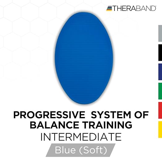 THERABAND Stability Trainer Pad, Intermediate Level, Soft, Set of 2, Blue Foam Balance Pad for Physical Therapy, Exercise Pad for Core Strength, Lightweight Non-Slip Balance Trainer, Portable Foam Pad for Home or Clinic Use