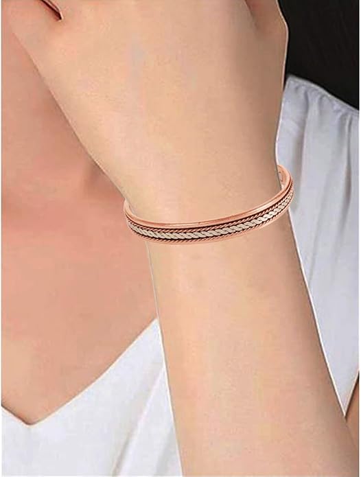 Touchstone copper bracelets | gift for men women |adjustable 100% pure solid real magnetic jewelry | handmade bracelet set combo | rope braided tibetan bangles.