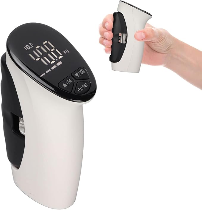 Digital Hand Grip Strength Tester, 198lbs/90kg Electronic Grip Dynamometer with Adjustable Handle & Backlit Display, Comfortable Grip Strength Meter for REHAB, Seniors, Sports & Home Use