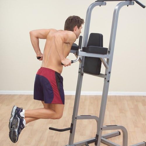 Body-Solid GVKR82 Multi-Function Power Tower With Vertical Knee Raise, Dip Station, Push-Up station, and Pull-Up Station Featuring A Narrow and Wide Grip