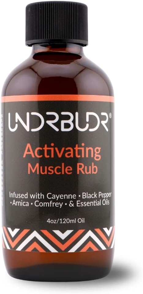 Activating Muscle Rub Oil Pre-Activity – 4oz Oil w/Cayenne, Black Pepper, Arnica, Comfrey & Oils for Muscle Activation, Helps Boost Circulation & Recovery – for Athletes & Active Lifestyles
