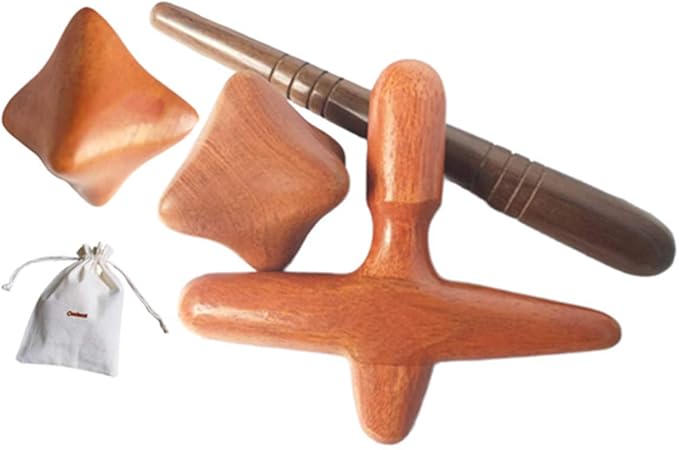 Reflexology Traditional Wooden Thai Massager Tools Full Body Foot Stick Hook Back Spa Face Gua Sha Therapy Trigger Point Massage Tool Relieve Shoulder Pain Wood (Set of Foot & Hand Therapy)