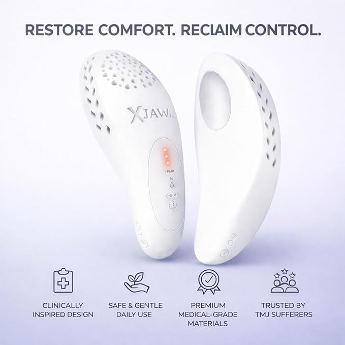 XJAW™ Advanced 3-in-1 TMJ Therapy Device with HEAT & COLD Therapy and Precision Vibration – Professional Jaw Recovery System for TMJ Relief, Masseter Muscle Therapy, Inflammation, Jaw & Neck Tension