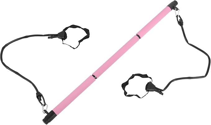 3 Sections Adjustable Pilates Bar, Portable Pilates Workout Stick Body Building Puller with Foam Grip, Detachable Resistance Rod for Home Gym Yoga Fitness