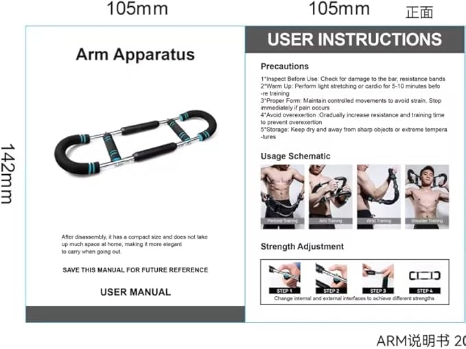 Twister Arm Trainer,Chest Workout Equipment Adjustable Resistance (40–110 lbs) with 4 Heavy-Duty Springs, Chest Exerciser for Men Upper Body Strength Training Bar for Arms, Home Gym Fitness Equipment