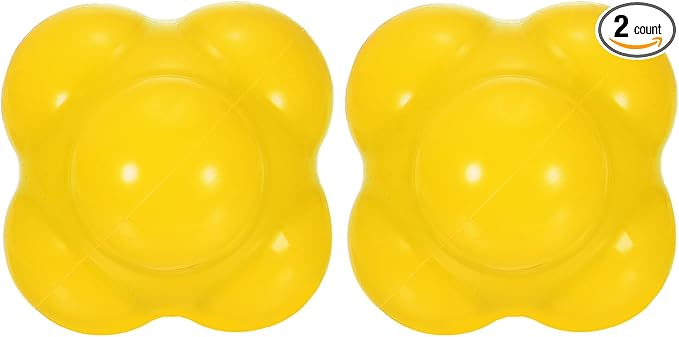 2 Pack Bounce Reaction Balls - Coordination Training Ball, Wear-Resistant Silicone, Apply to Tennis/Softball/Badminton Training (57 x 57mm, Yellow)