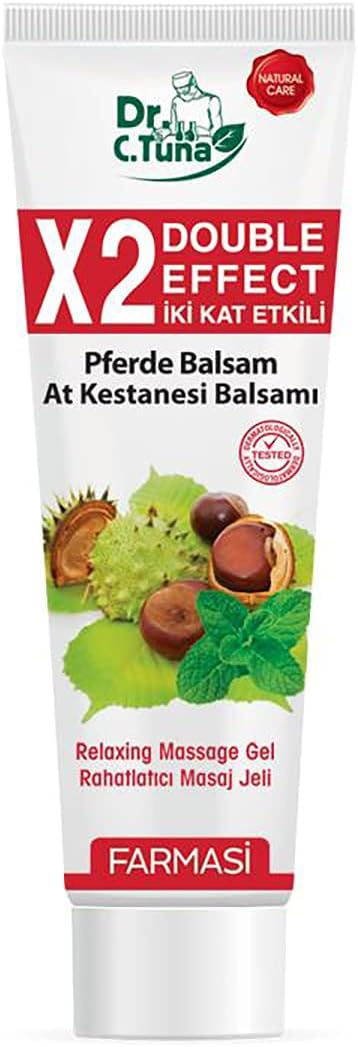 FARMASi Dr. C. Tuna Pferde Balsam Double Effect Massage Gel, Horse Chestnut & Herbal Cooling Formula for Relaxing Body Massage, Refreshing Menthol Sensation, 8.45 fl oz