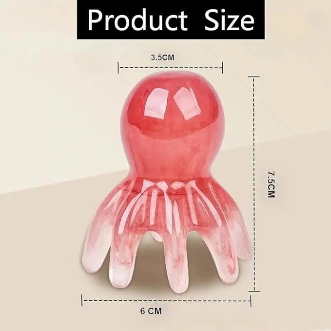 Octopus Head Massager, 2-Pack - Scalp Massager for Stress & Tension Relief, Manual Acupressure Tool to Soothe Headaches and Promote Relaxation, Pink Pointed Massage Comb